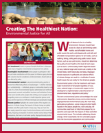 First Page of Environmental Justice Fact Sheet featuring photo of river and smiling children